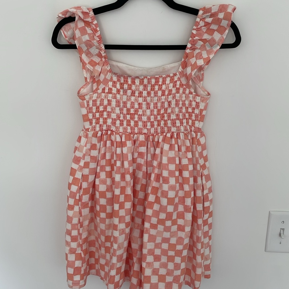 American Eagle Outfitters Checkered Flutter Sleeve Babydoll Romper - Size XS - Picture 3 of 5